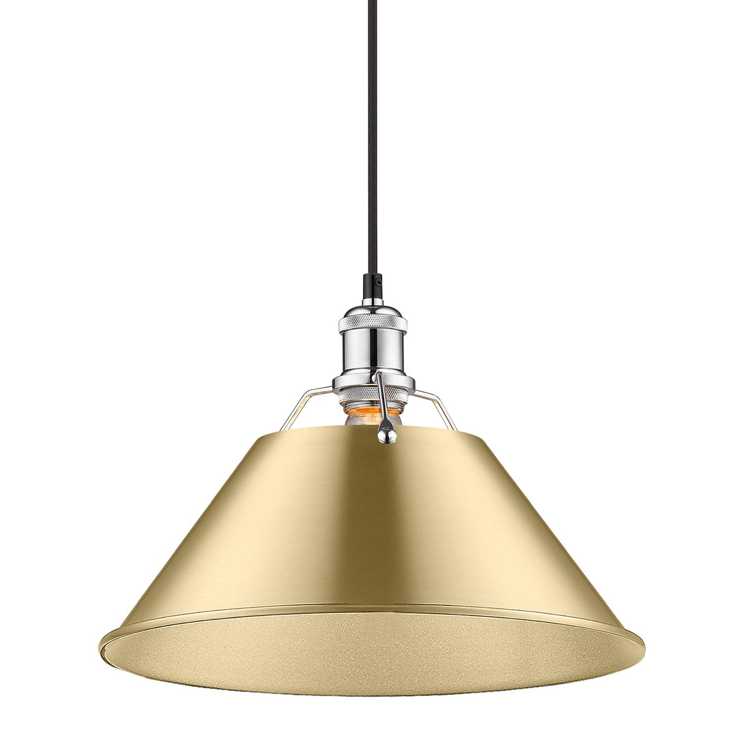 Ch Large Pendant - 14" In Chrome With Brushed Champagne Bronze Shade