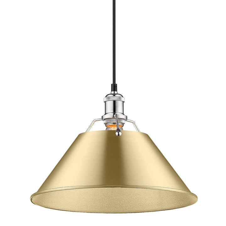 Ch Large Pendant - 14" In Chrome With Brushed Champagne Bronze Shade
