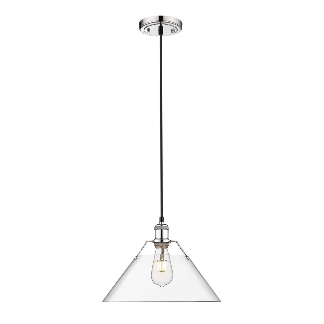 Ch Large Pendant - 14" In Chrome With Clear Glass by Golden