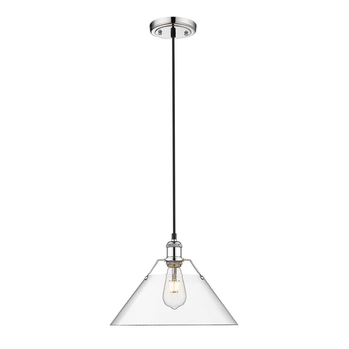 Ch Large Pendant - 14" In Chrome With Clear Glass by Golden