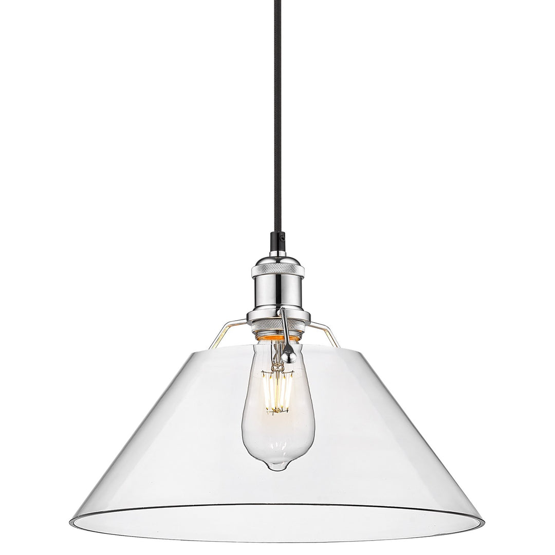 Ch Large Pendant - 14" In Chrome With Clear Glass