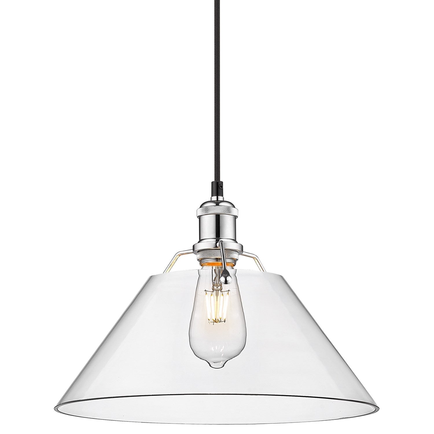 Ch Large Pendant - 14" In Chrome With Clear Glass