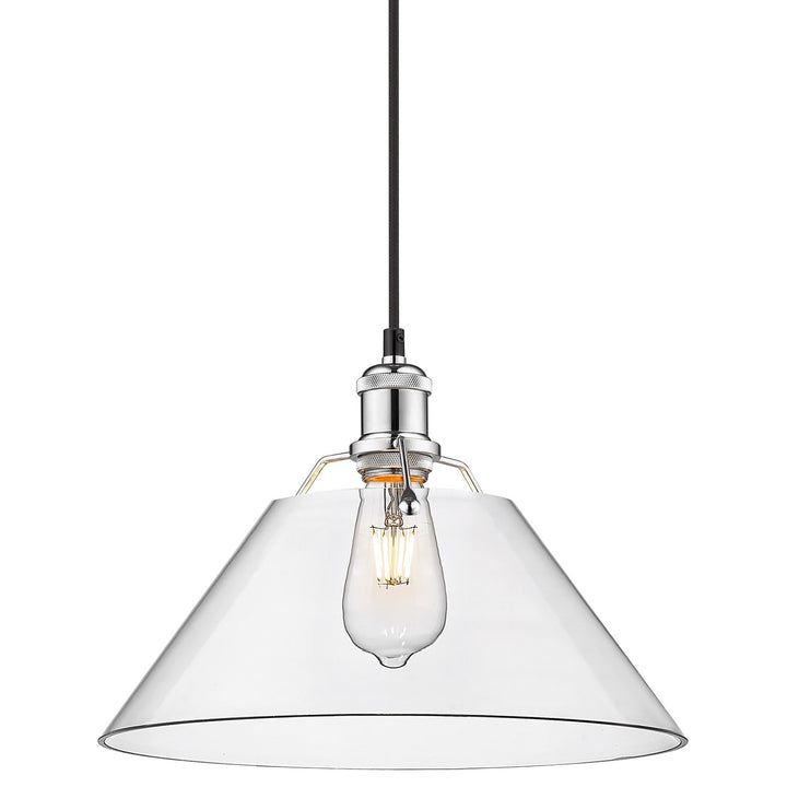 Ch Large Pendant - 14" In Chrome With Clear Glass