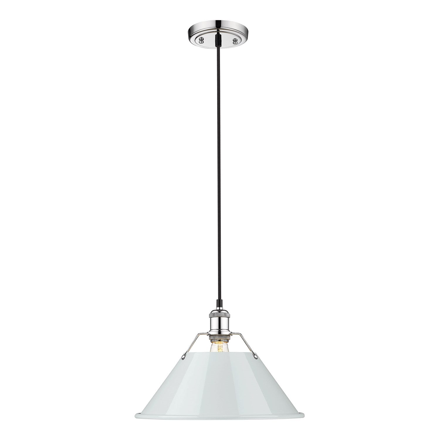 Ch Large Pendant - 14" In Chrome With Dusky Blue Shade by Golden
