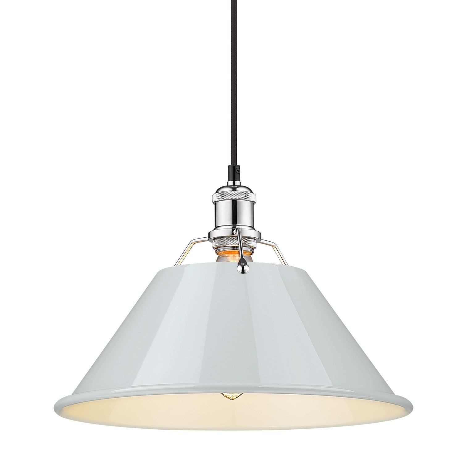 Ch Large Pendant - 14" In Chrome With Dusky Blue Shade