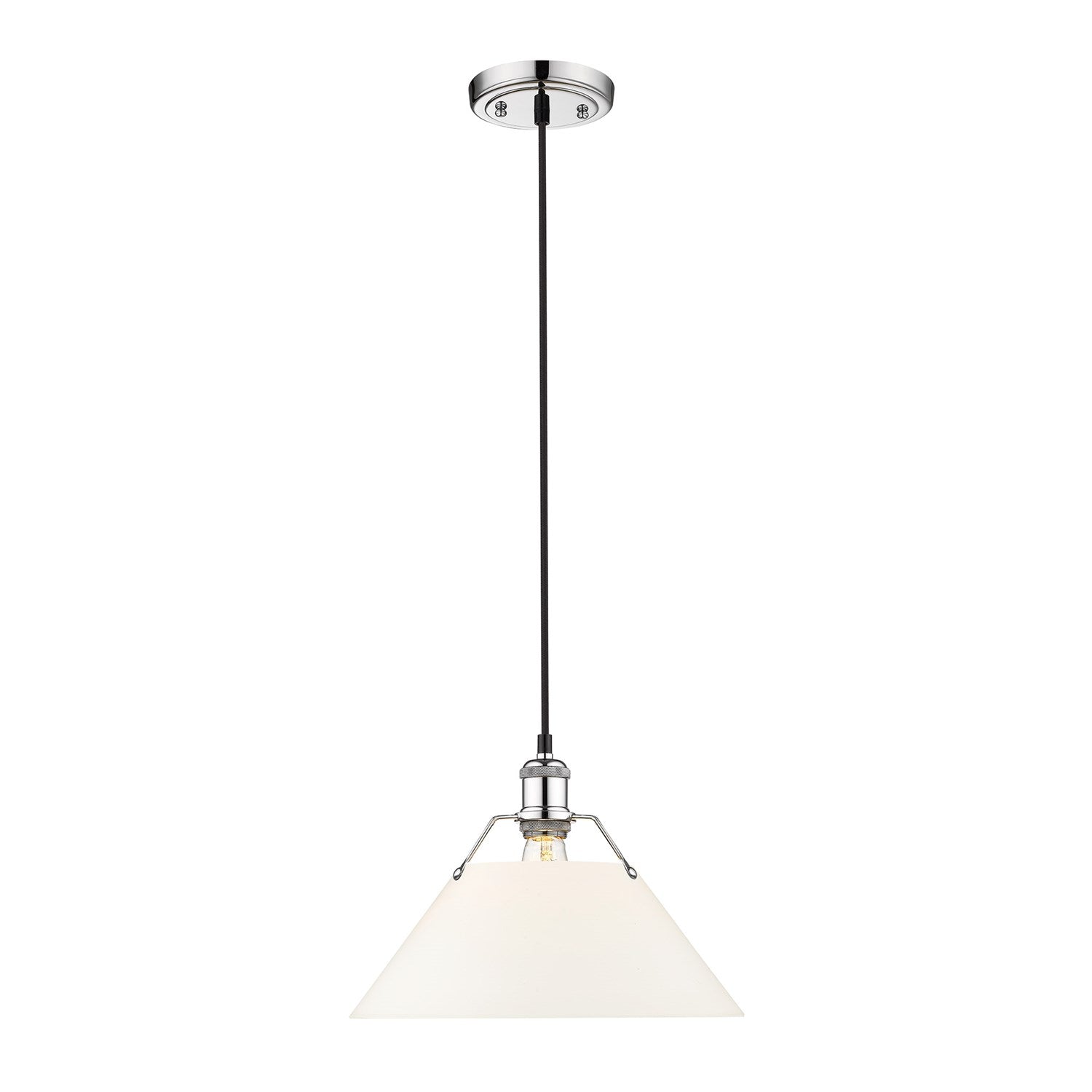 Ch Large Pendant - 14" In Chrome With Opal Glass by Golden