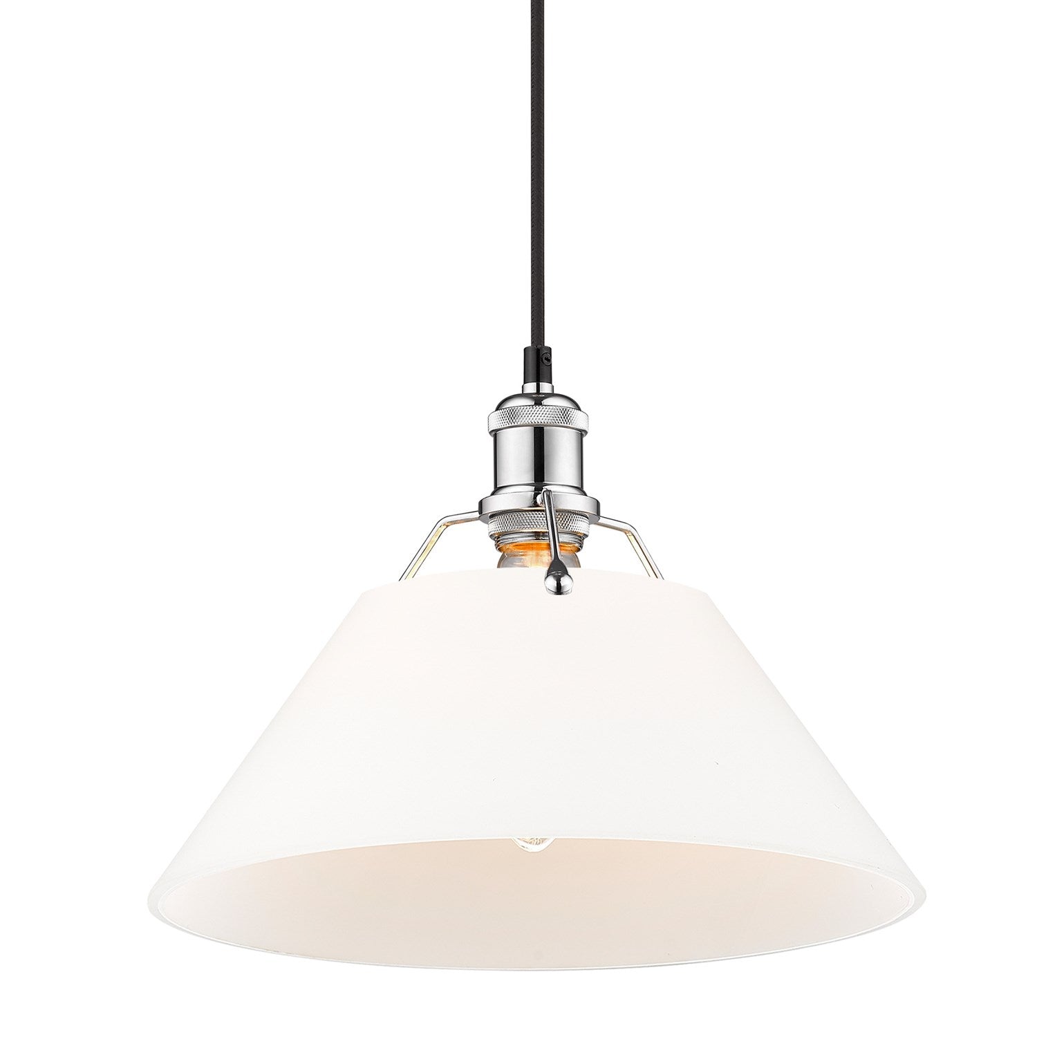 Ch Large Pendant - 14" In Chrome With Opal Glass