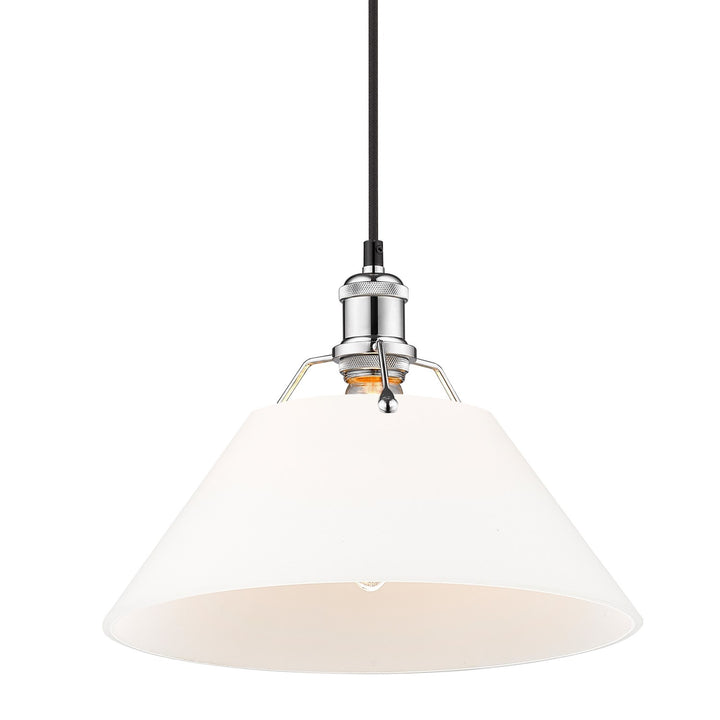 Ch Large Pendant - 14" In Chrome With Opal Glass