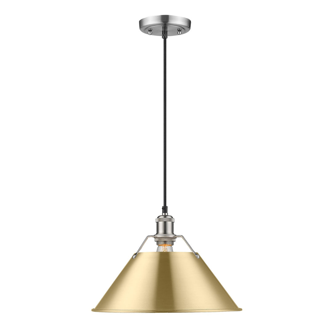 Pw Large Pendant - 14" In Pewter With Brushed Champagne Bronze Shade by Golden