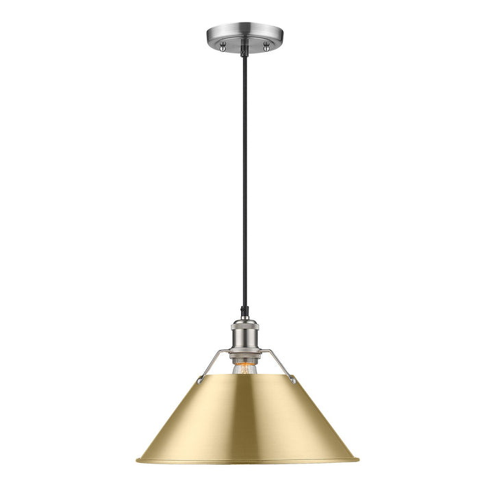 Pw Large Pendant - 14" In Pewter With Brushed Champagne Bronze Shade by Golden