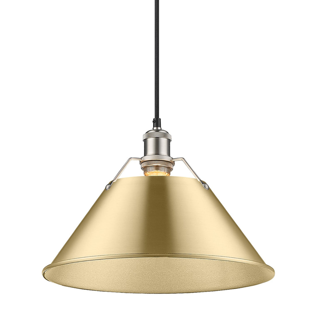 Pw Large Pendant - 14" In Pewter With Brushed Champagne Bronze Shade