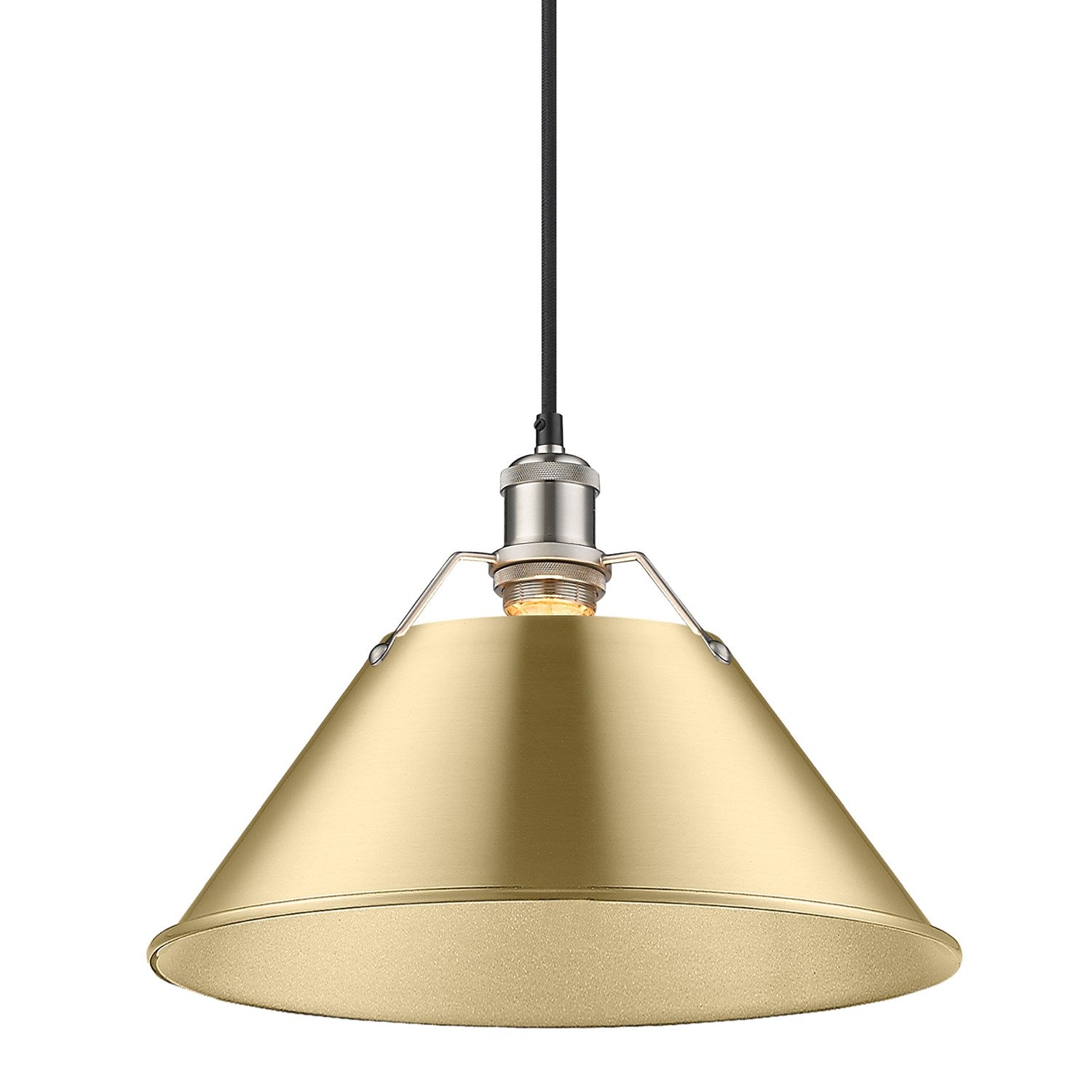 Pw Large Pendant - 14" In Pewter With Brushed Champagne Bronze Shade