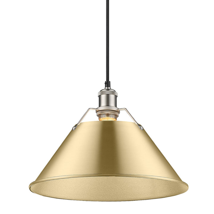 Pw Large Pendant - 14" In Pewter With Brushed Champagne Bronze Shade