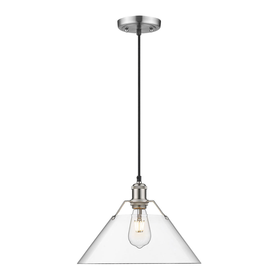 Pw Large Pendant - 14" In Pewter With Clear Glass by Golden