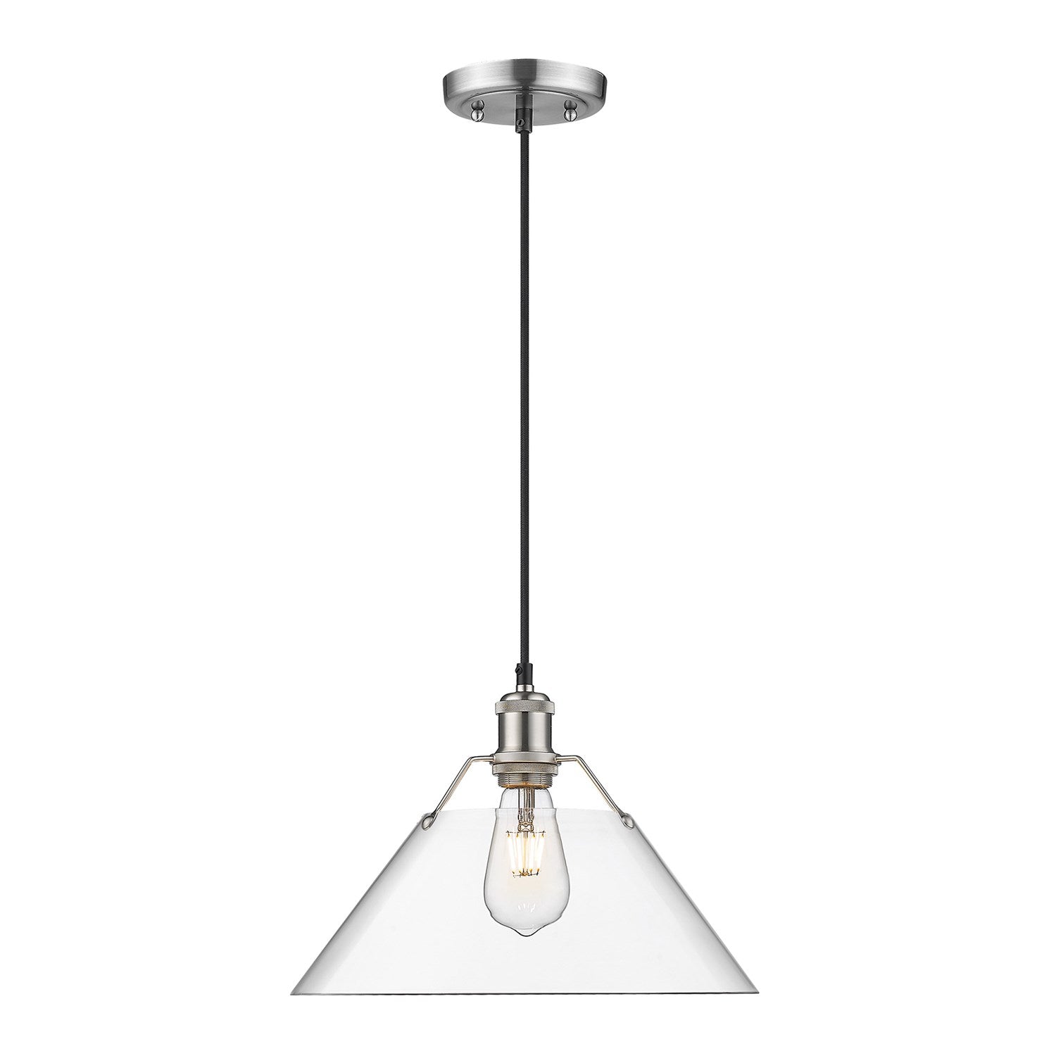 Pw Large Pendant - 14" In Pewter With Clear Glass by Golden