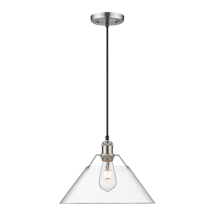 Pw Large Pendant - 14" In Pewter With Clear Glass by Golden