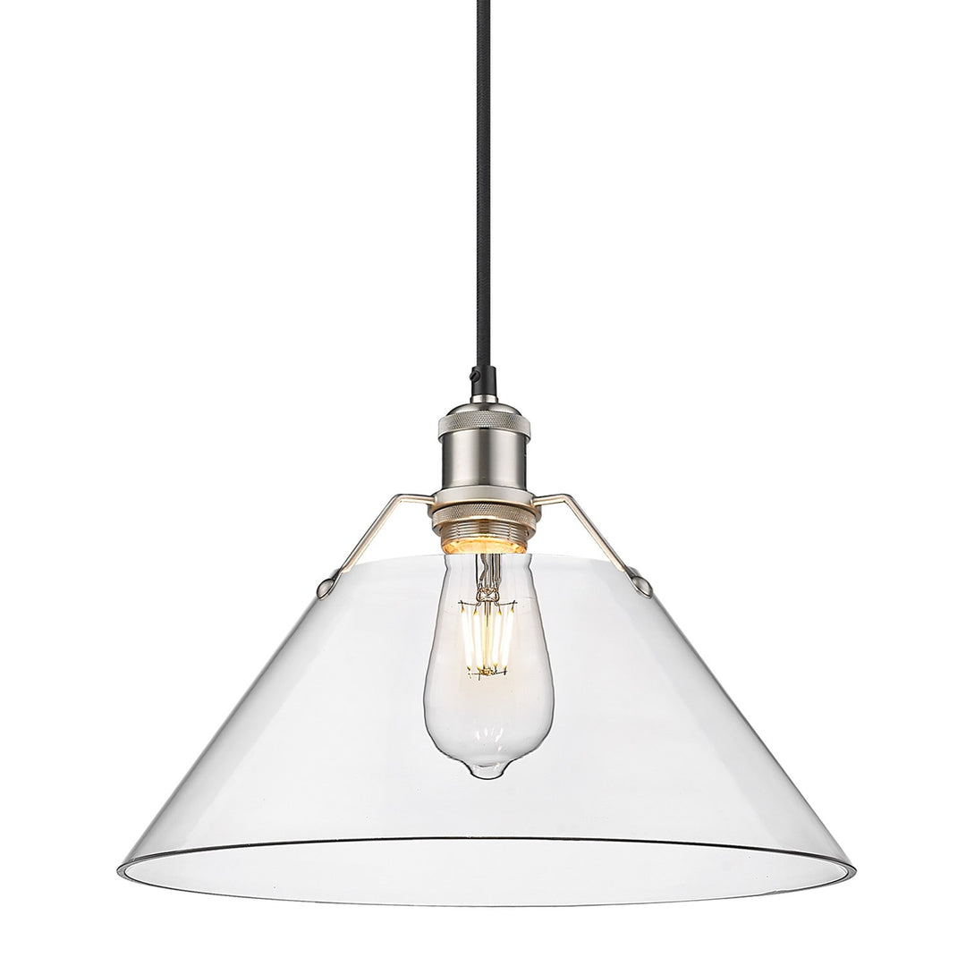 Pw Large Pendant - 14" In Pewter With Clear Glass