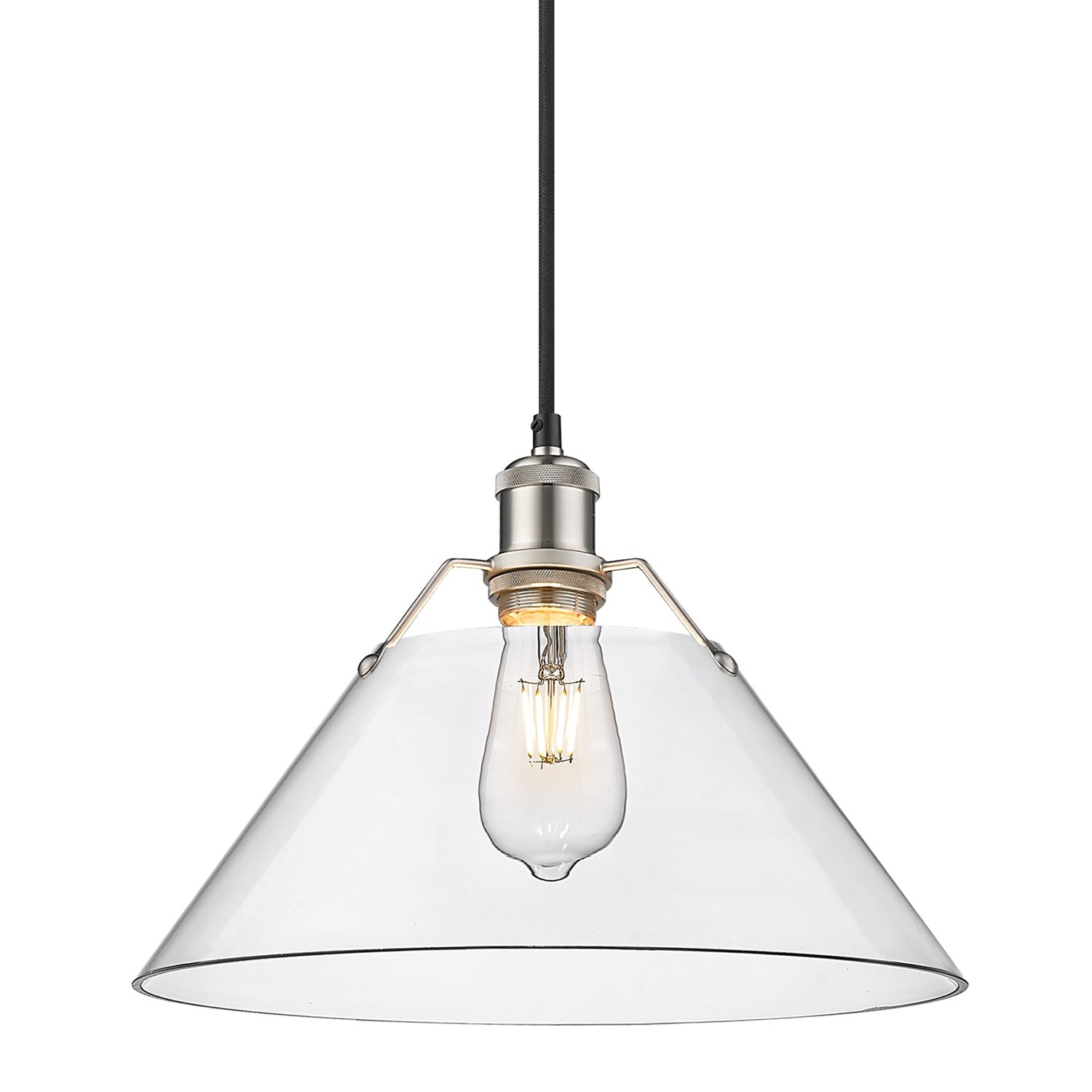 Pw Large Pendant - 14" In Pewter With Clear Glass