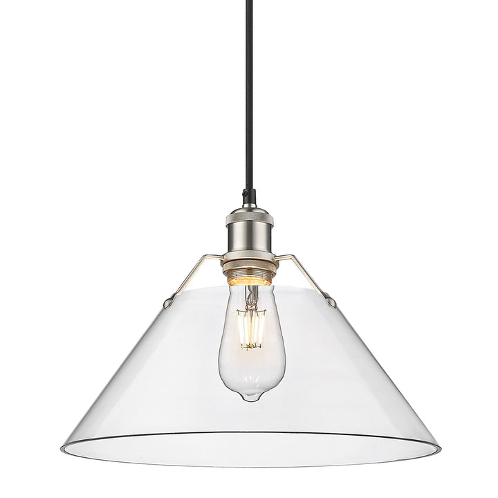 Pw Large Pendant - 14" In Pewter With Clear Glass