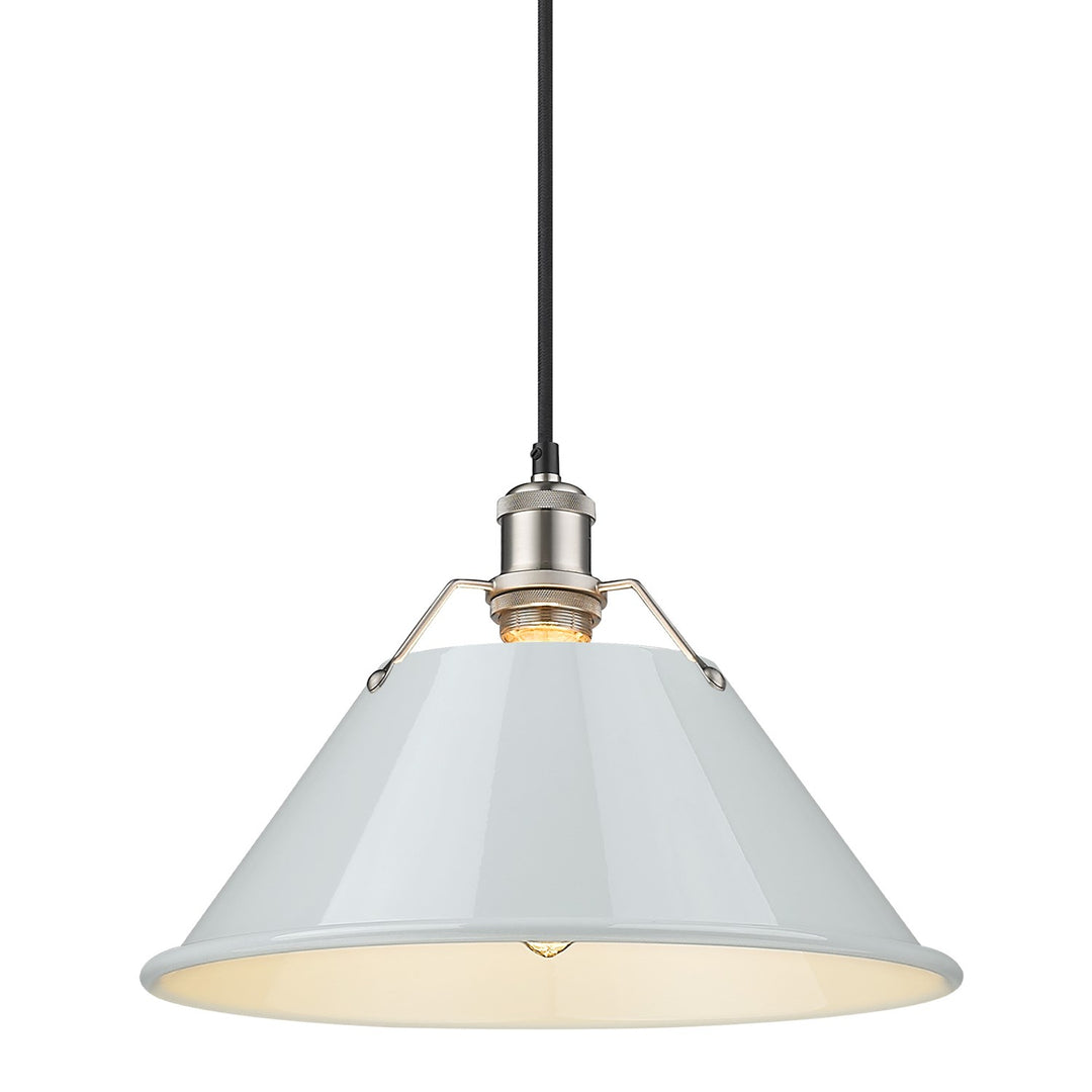 Pw Large Pendant - 14" In Pewter With Dusky Blue Shade
