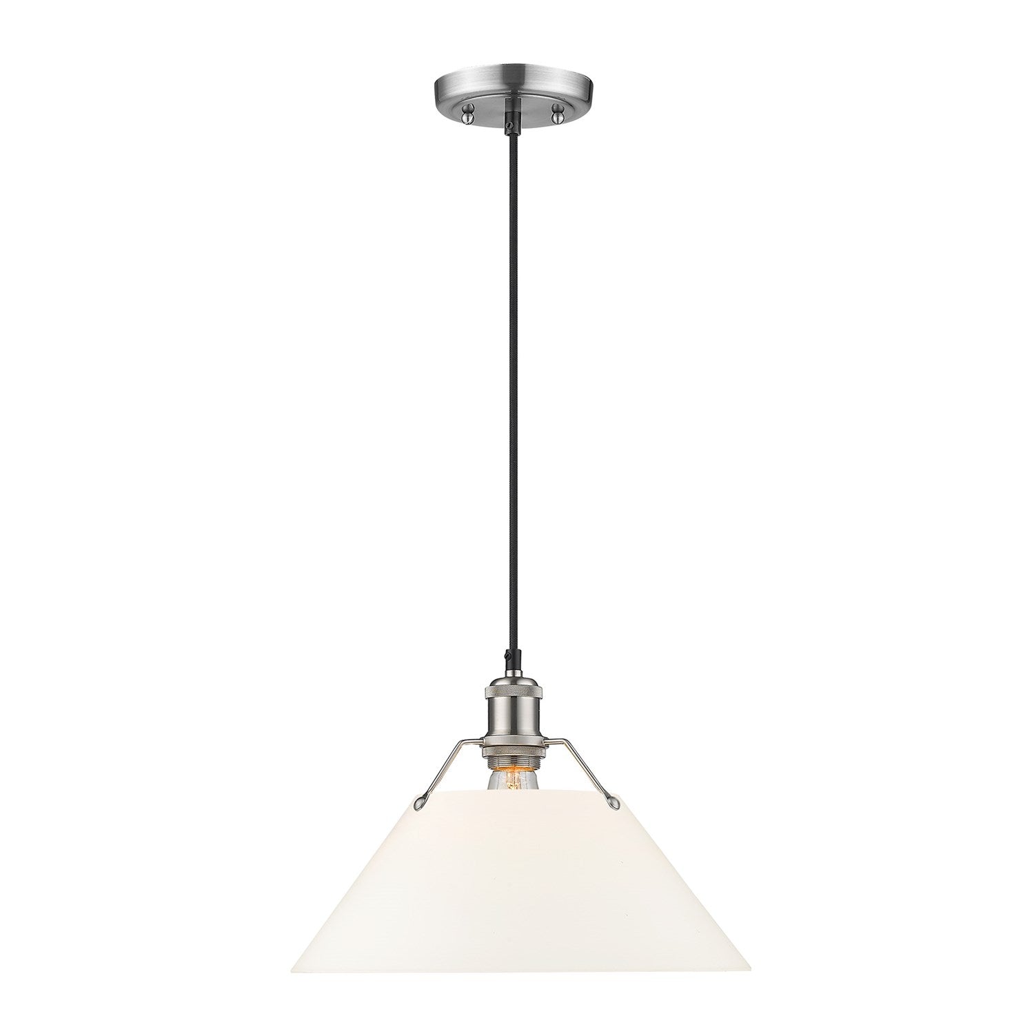 Pw Large Pendant - 14" In Pewter With Opal Glass by Golden