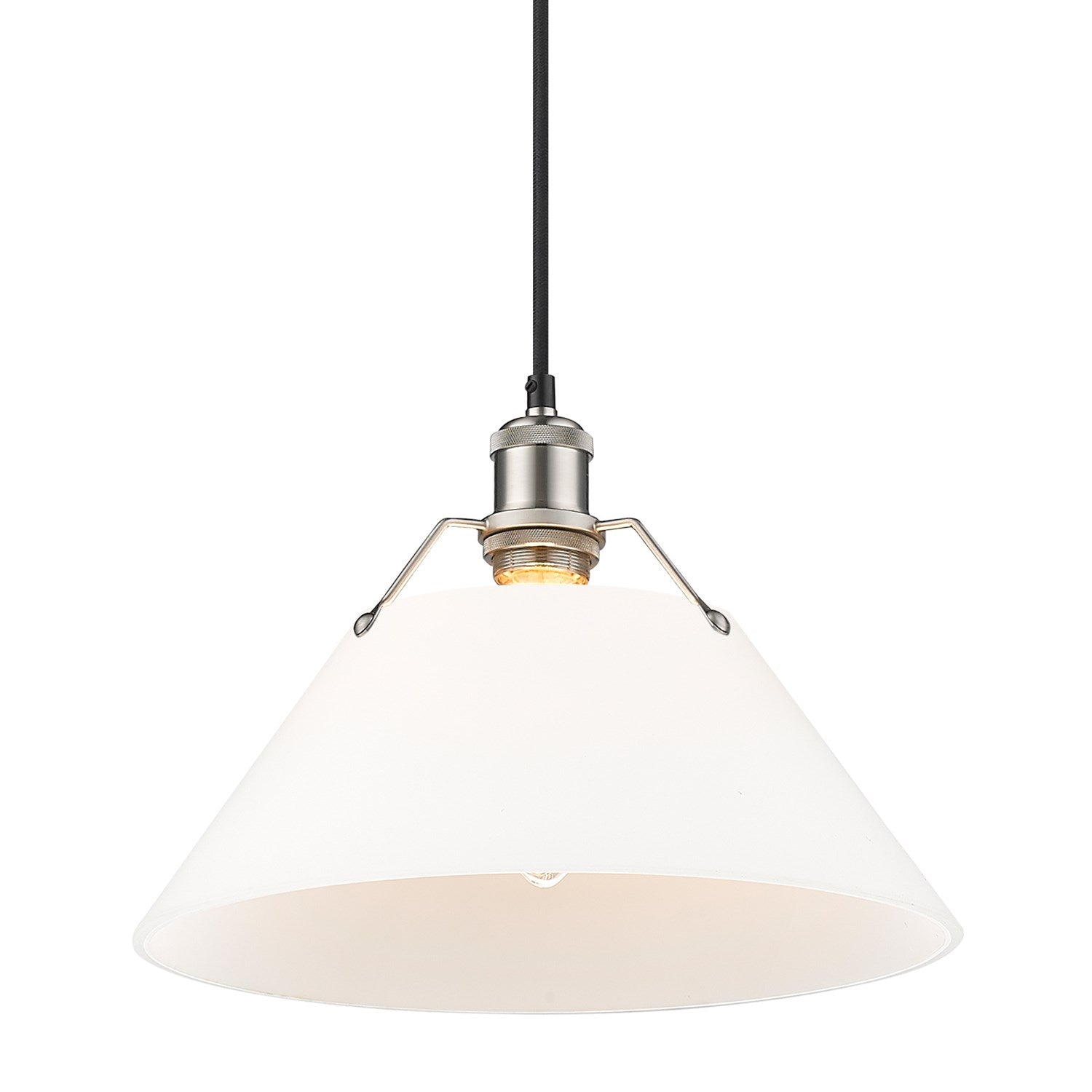 Pw Large Pendant - 14" In Pewter With Opal Glass