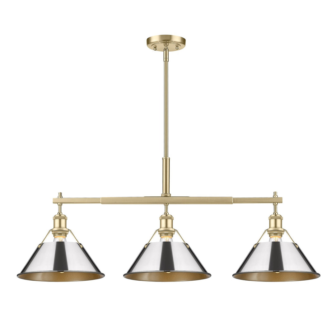 Bcb 3 Light Linear Pendant In Brushed Champagne Bronze With Chrome Shades by Golden