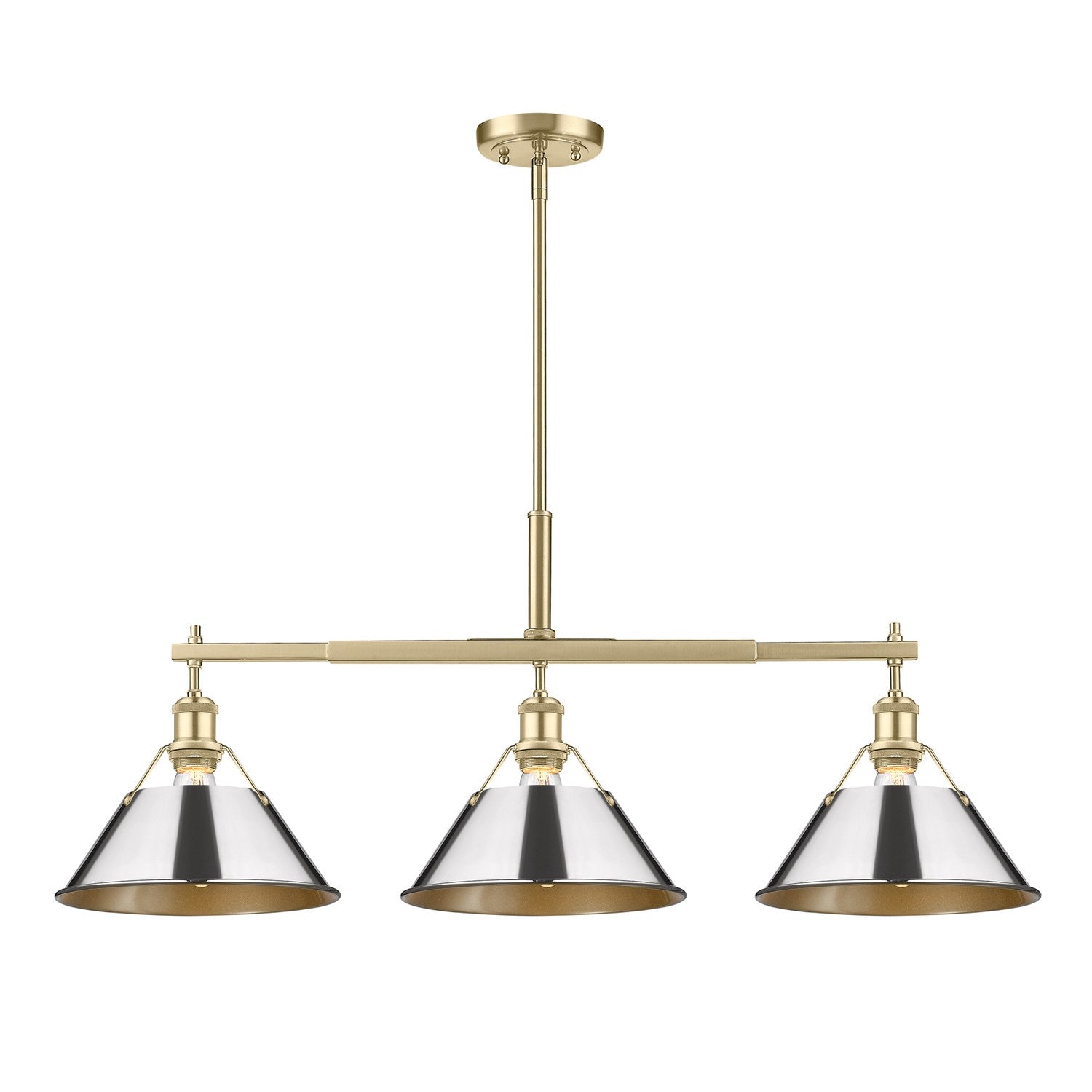 Bcb 3 Light Linear Pendant In Brushed Champagne Bronze With Chrome Shades by Golden
