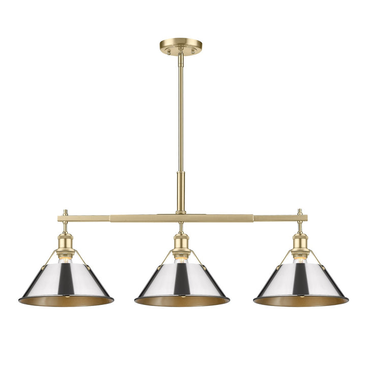 Bcb 3 Light Linear Pendant In Brushed Champagne Bronze With Chrome Shades by Golden