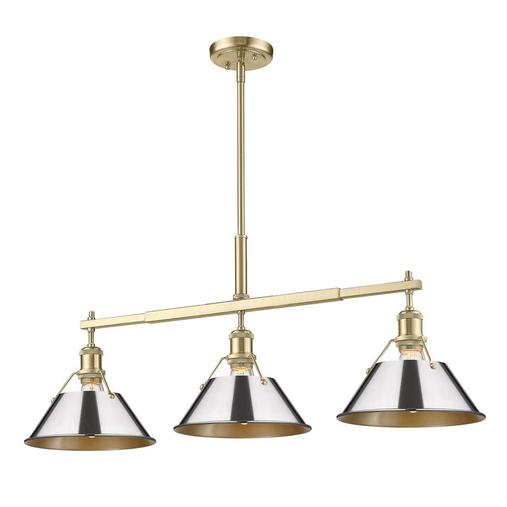 Bcb 3 Light Linear Pendant In Brushed Champagne Bronze With Chrome Shades