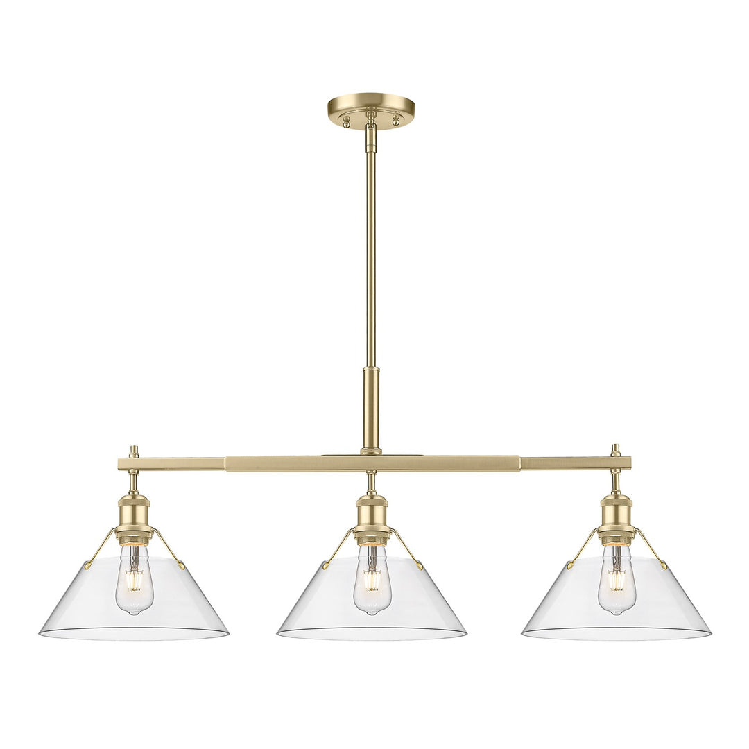 Bcb 3 Light Linear Pendant In Brushed Champagne Bronze With Clear Glass by Golden