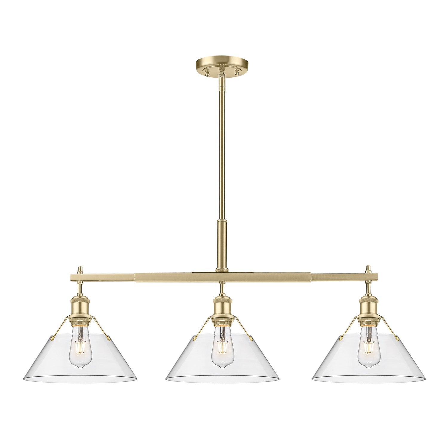 Bcb 3 Light Linear Pendant In Brushed Champagne Bronze With Clear Glass by Golden