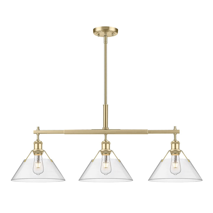 Bcb 3 Light Linear Pendant In Brushed Champagne Bronze With Clear Glass by Golden