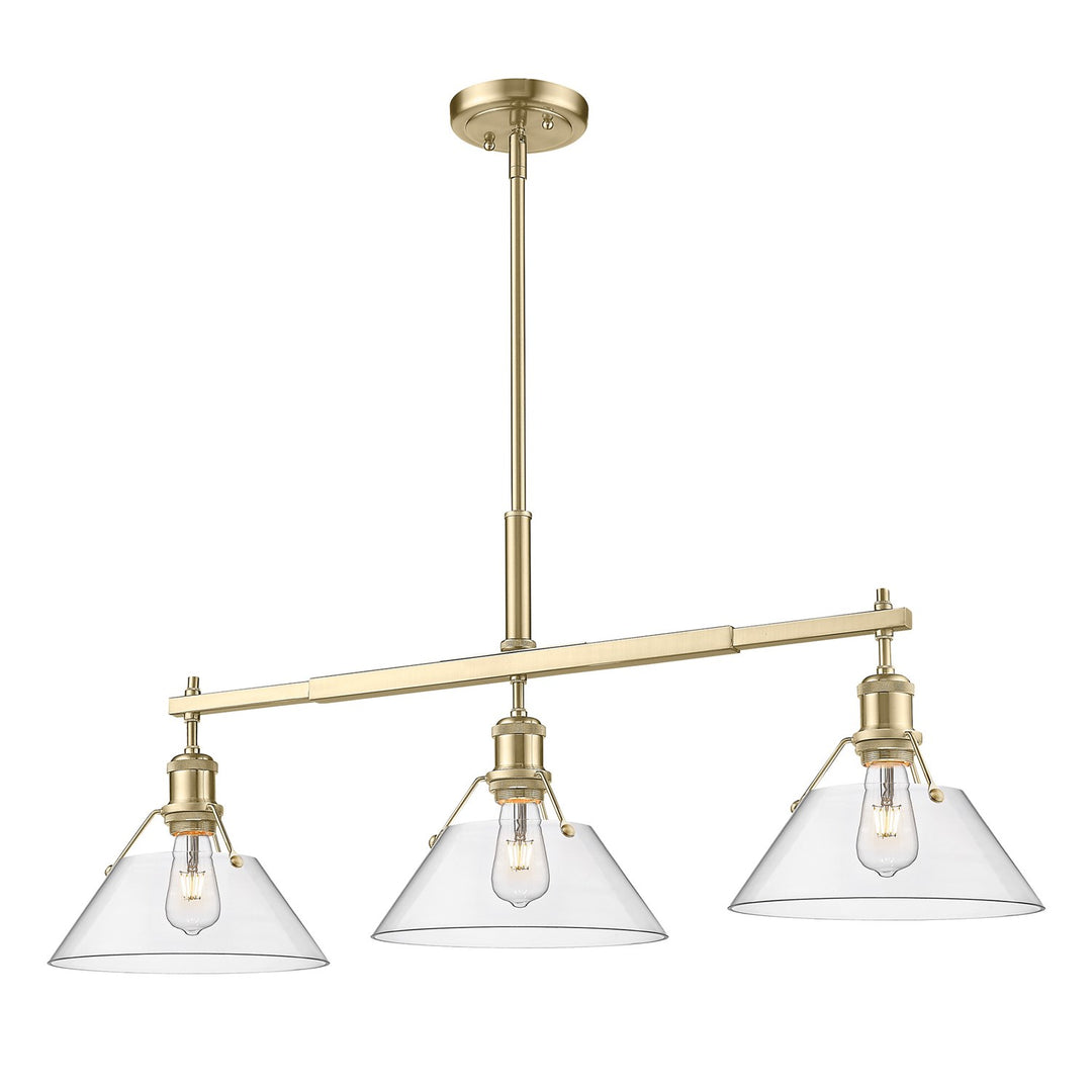 Bcb 3 Light Linear Pendant In Brushed Champagne Bronze With Clear Glass