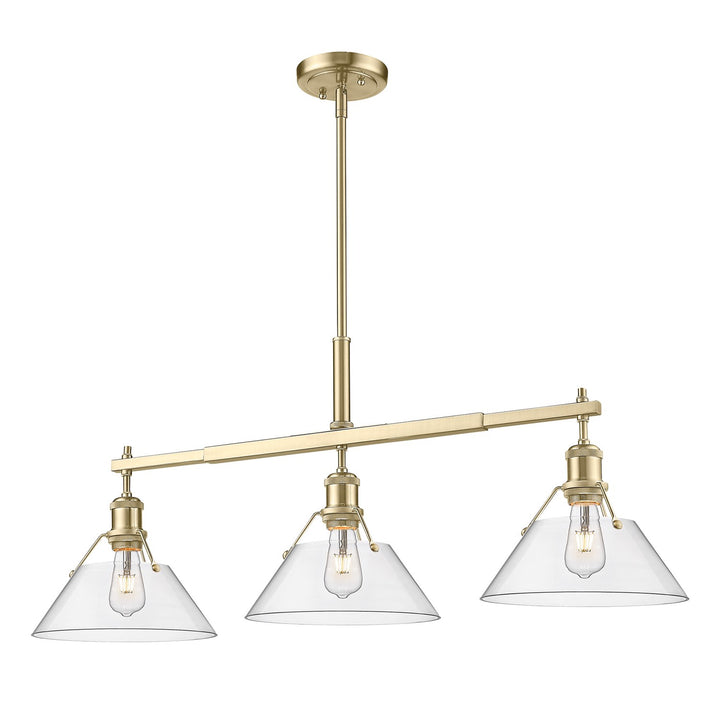 Bcb 3 Light Linear Pendant In Brushed Champagne Bronze With Clear Glass