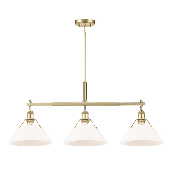 Bcb 3 Light Linear Pendant In Brushed Champagne Bronze With Opal Glass by Golden