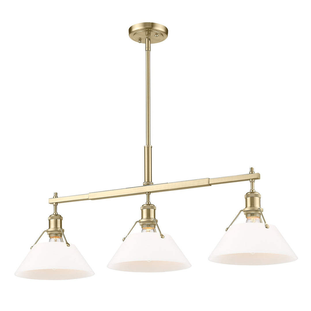 Bcb 3 Light Linear Pendant In Brushed Champagne Bronze With Opal Glass