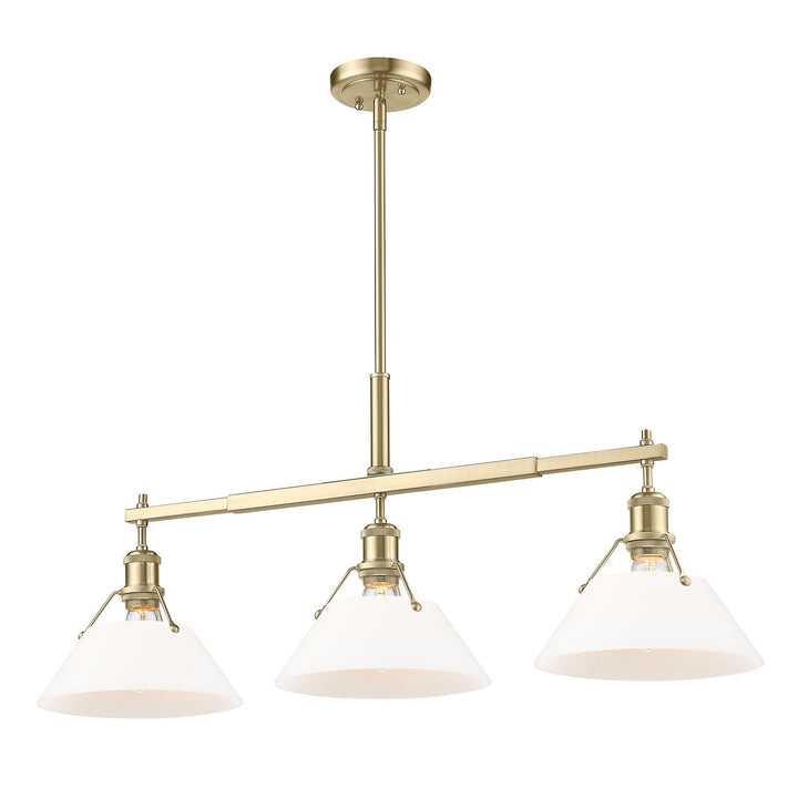 Bcb 3 Light Linear Pendant In Brushed Champagne Bronze With Opal Glass