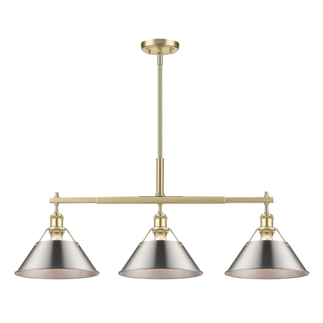 Bcb 3 Light Linear Pendant In Brushed Champagne Bronze With Pewter Shades by Golden