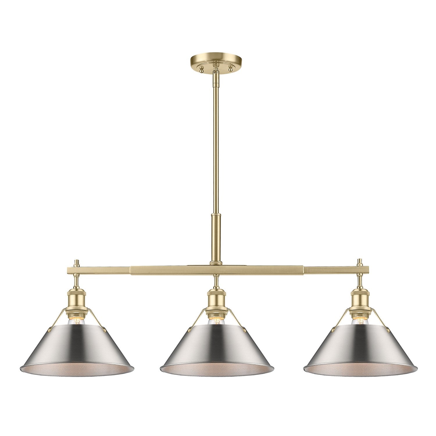 Bcb 3 Light Linear Pendant In Brushed Champagne Bronze With Pewter Shades by Golden