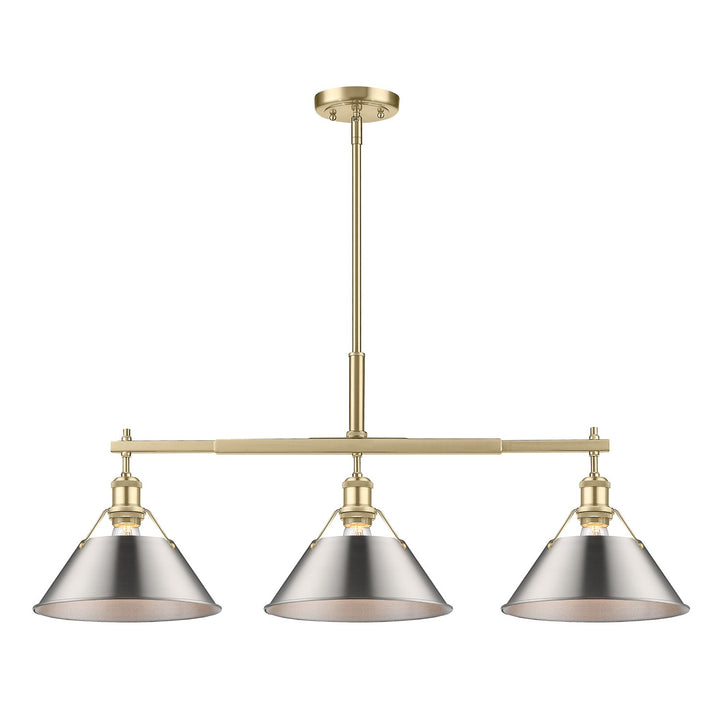 Bcb 3 Light Linear Pendant In Brushed Champagne Bronze With Pewter Shades by Golden