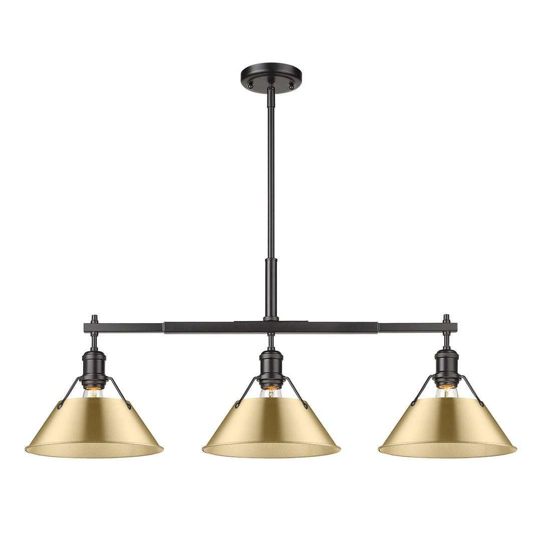 Blk 3 Light Linear Pendant In Matte Black by Golden