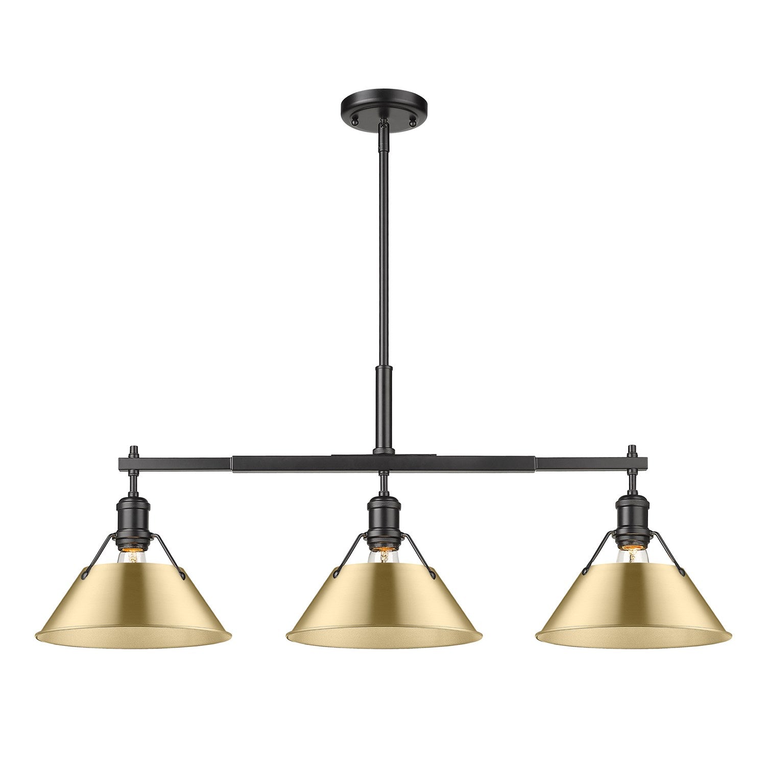 Blk 3 Light Linear Pendant In Matte Black by Golden