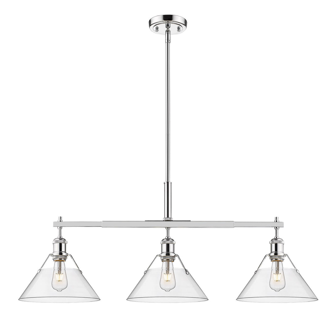 Ch 3 Light Linear Pendant In Chrome With Clear Glass by Golden