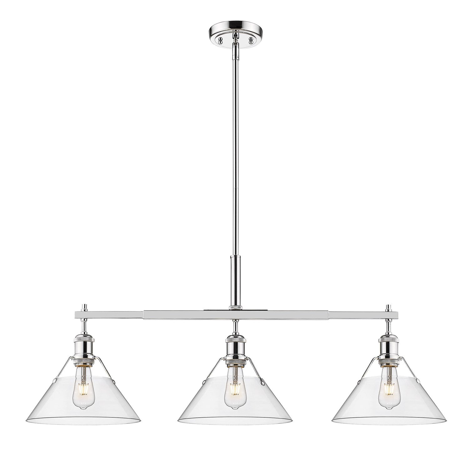 Ch 3 Light Linear Pendant In Chrome With Clear Glass by Golden