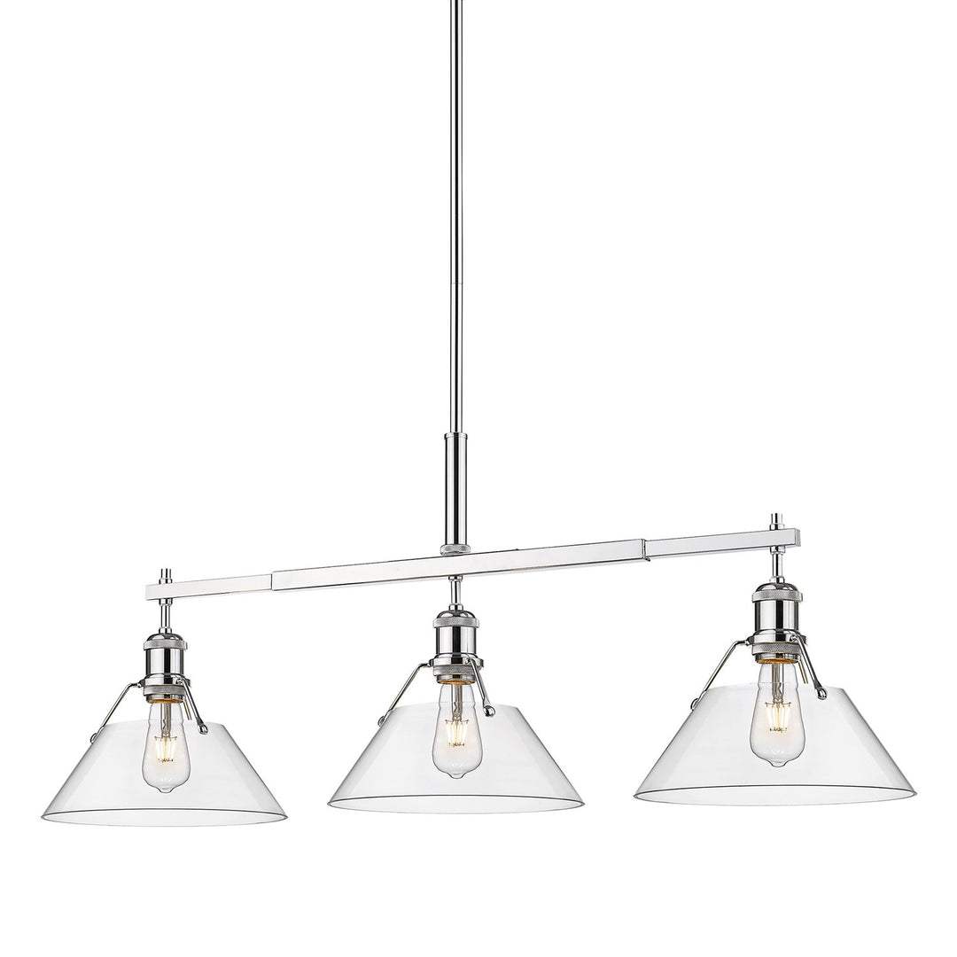 Ch 3 Light Linear Pendant In Chrome With Clear Glass