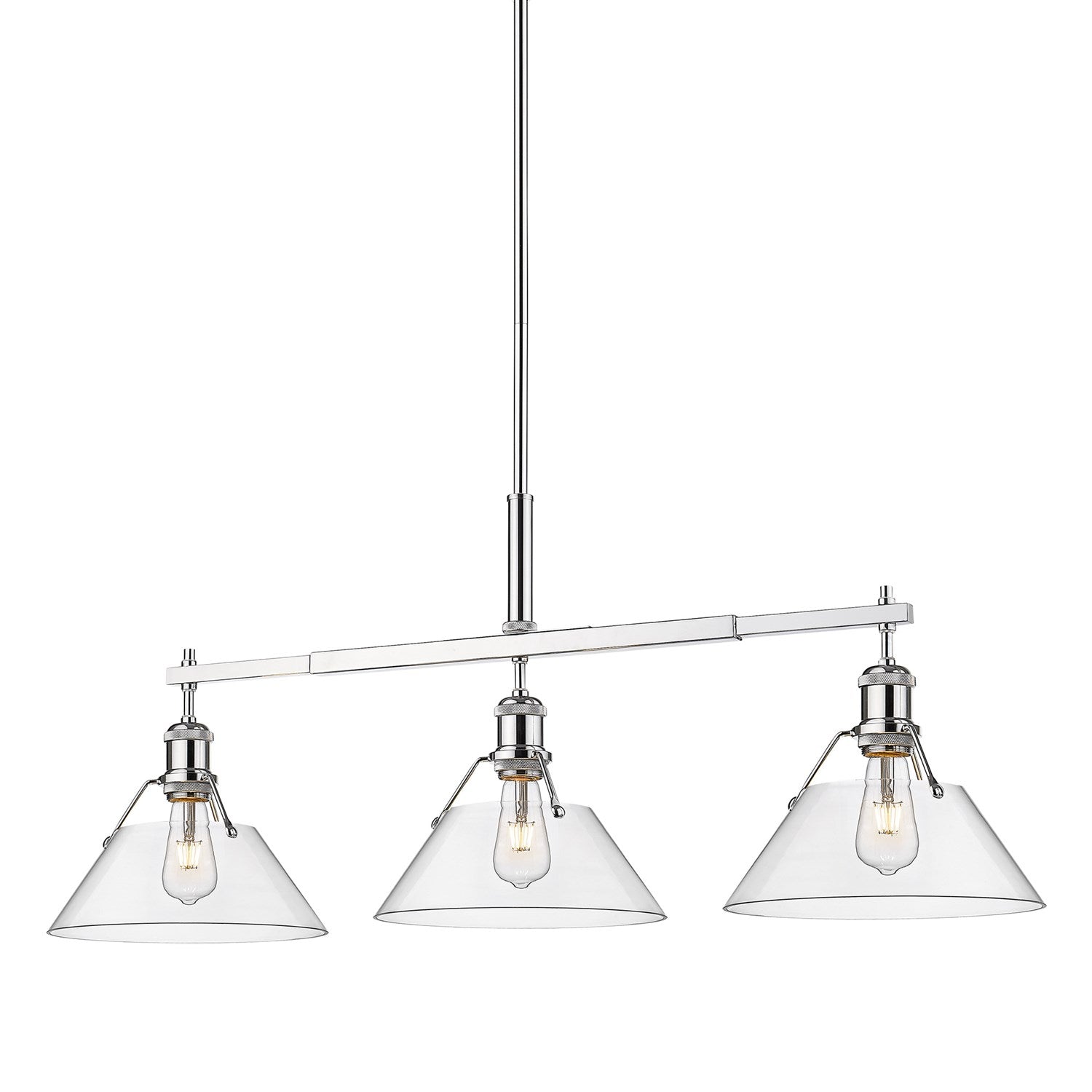 Ch 3 Light Linear Pendant In Chrome With Clear Glass