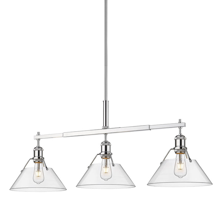 Ch 3 Light Linear Pendant In Chrome With Clear Glass
