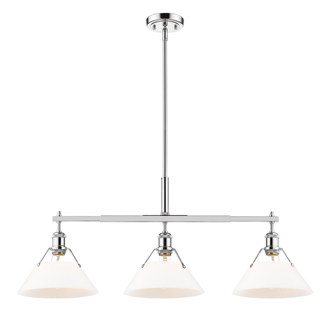 Ch 3 Light Linear Pendant In Chrome With Opal Glass by Golden