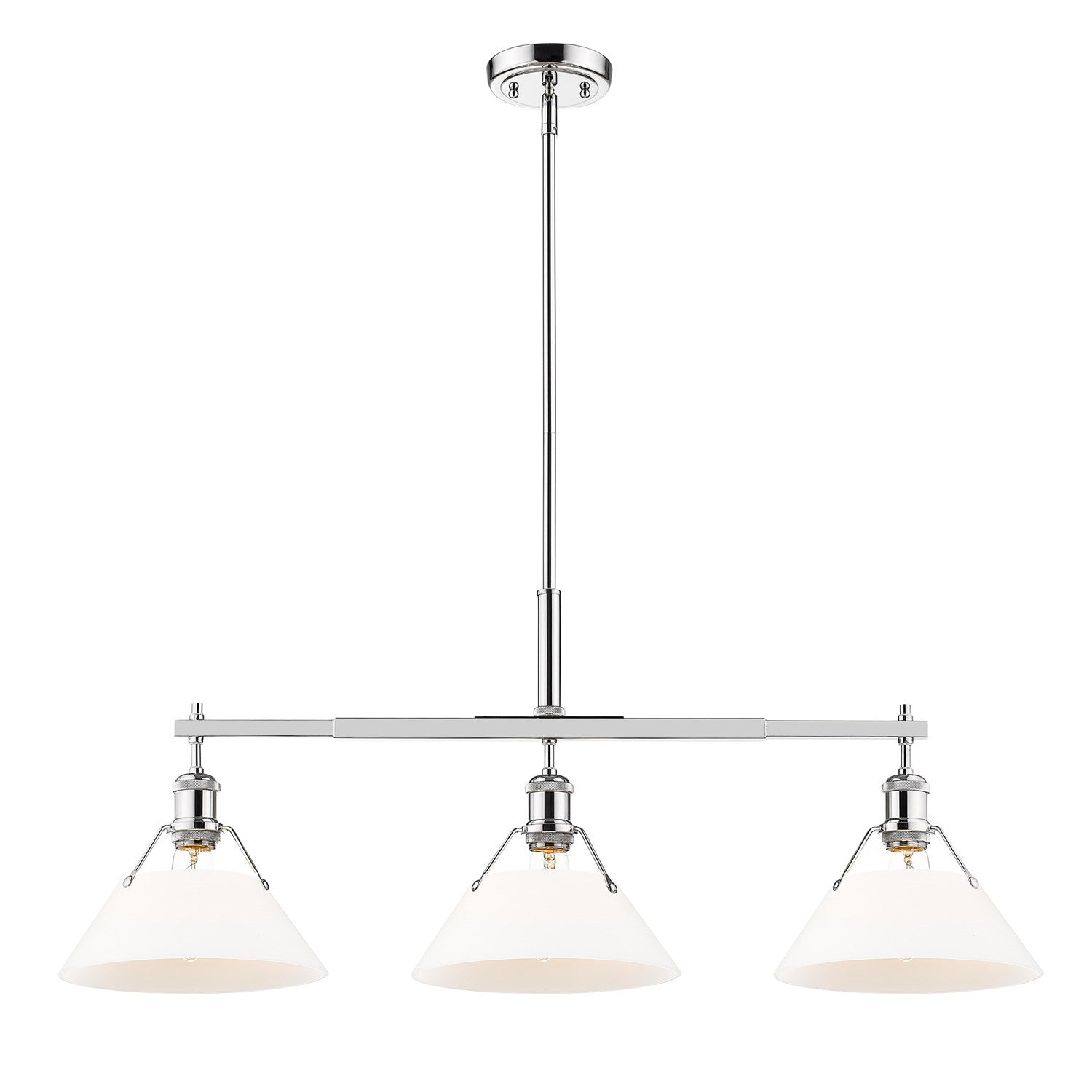 Ch 3 Light Linear Pendant In Chrome With Opal Glass by Golden